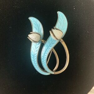 AKSEL HOLMSEN NORWAY SILVER GILT AND ENAMEL LILY OF THE VALLEY BROOCH